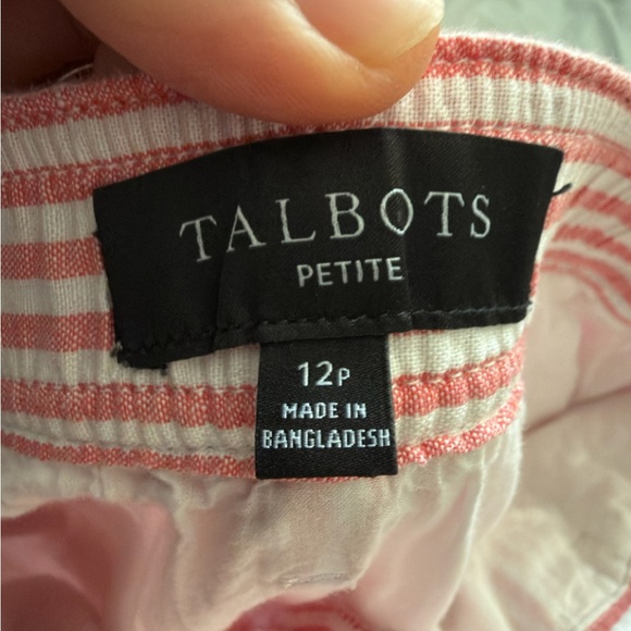 Talbots Petite Women’s 12P Pink White Striped Tie Waist Mini Skirt Preppy Spring - Picture 5 of 7